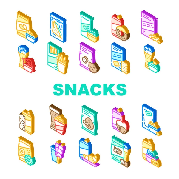 Snacks Alimentos y Bebidas Colección Iconos Set Vector — Archivo Imágenes Vectoriales