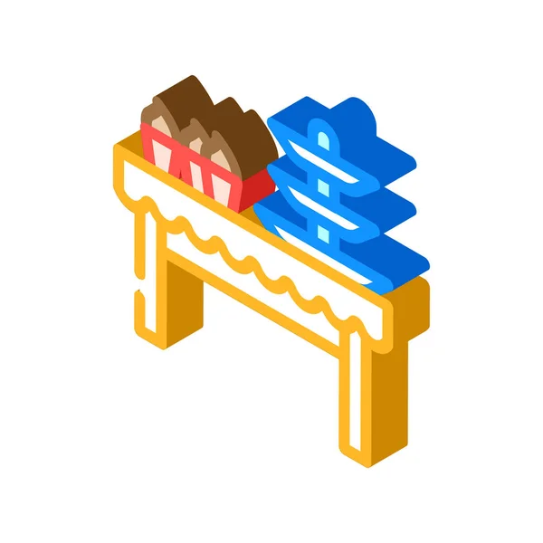 Dessert table buffet isometric icon vector illustration — Stock Vector