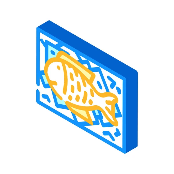 Skyltfönster med fisk och isometrisk ikon vektor illustration — Stock vektor