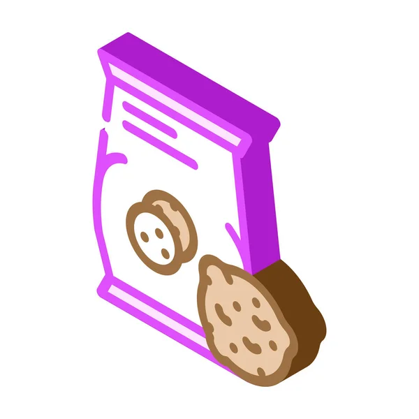 Haferflocken Cookies Snack isometrisches Symbol Vektor Illustration — Stockvektor