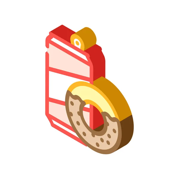 Donuts Snack und Getränkeflasche isometrisches Symbol Vektor Illustration — Stockvektor