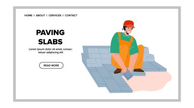 Paving Slabs Laying Handyman On Street Vector vector