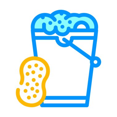 Araba cilalama renk ikonu çizimi için köpüklü su ve sünger