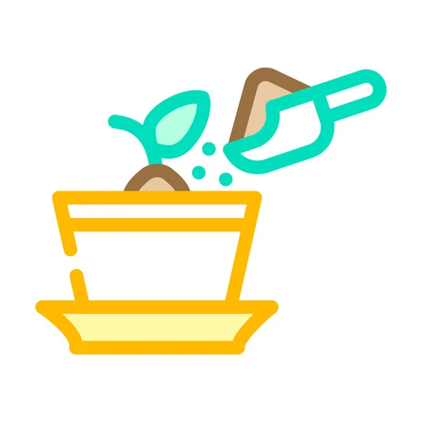 Plante en pot avec illustration vectorielle icône couleur compost — Image vectorielle