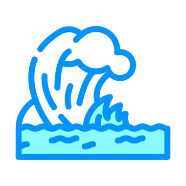 tsunami felaketi renk ikonu vektör illüstrasyonu