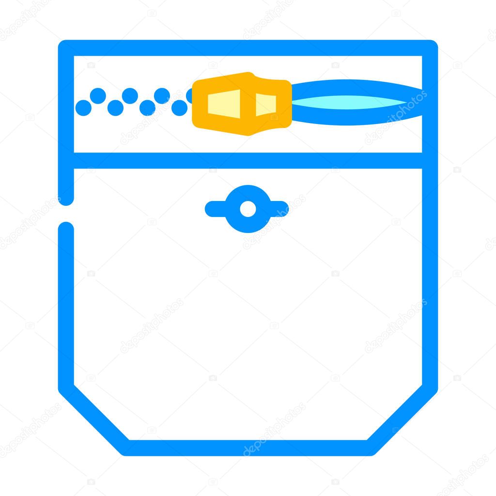 zipper lock pocket color icon vector illustration