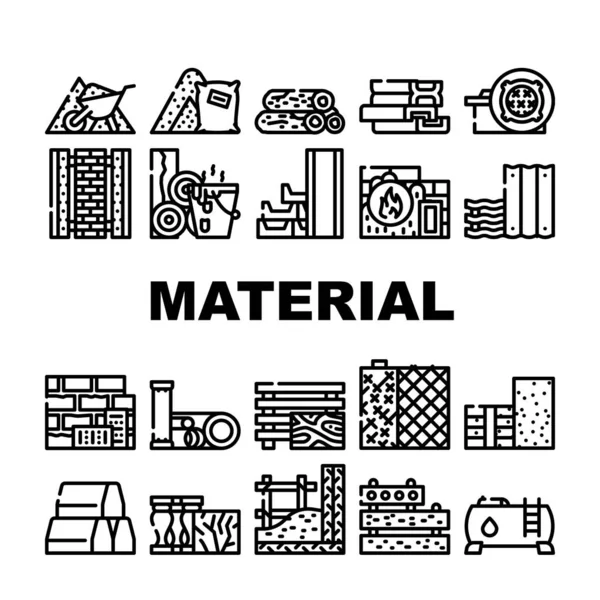 Conjunto de iconos de colección de materiales de construcción Vector — Archivo Imágenes Vectoriales