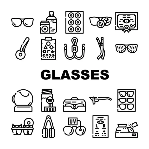 Brillen und Gläser Sammlung Symbole Set Vektor — Stockvektor