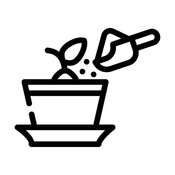 Plante en pot avec illustration vectorielle d'icône de ligne de compost — Image vectorielle