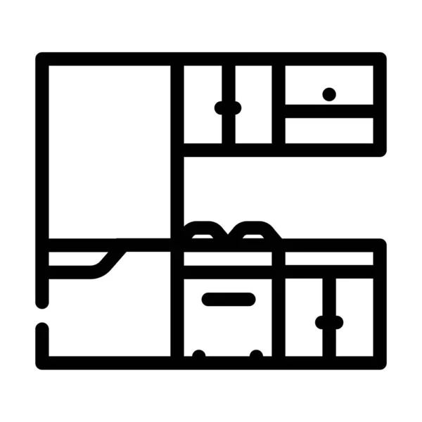 Векторная иллюстрация иконок кухонной мебели — стоковый вектор
