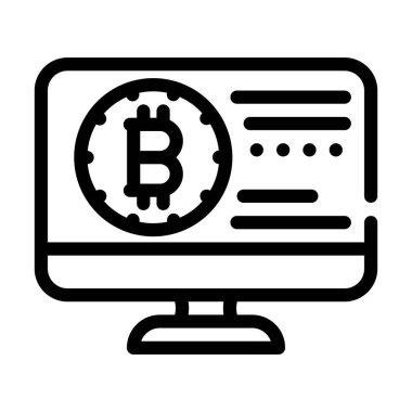 Bitcoin elektronik para birimi çizgisi vektör çizimi