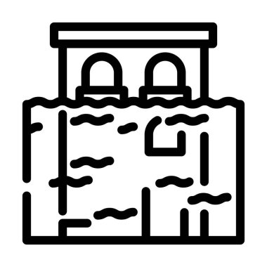 sel felaketi çizgisi ikon vektör çizimi