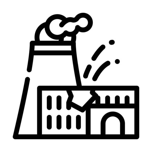 Ilustração do vetor ícone da linha de desastre da usina nuclear —  Vetores de Stock