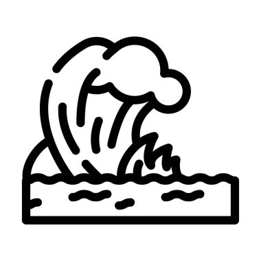 tsunami felaket çizgisi ikon vektör çizimi