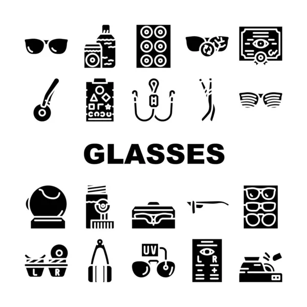 Brillen und Gläser Sammlung Symbole Set Vektor — Stockvektor