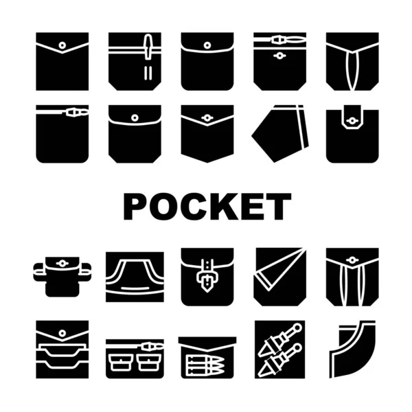 Patch Pocket Clothes Collection Icons Set Vektor — Stockvektor
