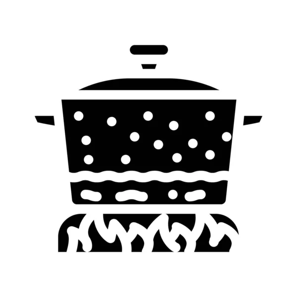 Sartén para cocinar icono glifo ilustración vectorial — Archivo Imágenes Vectoriales