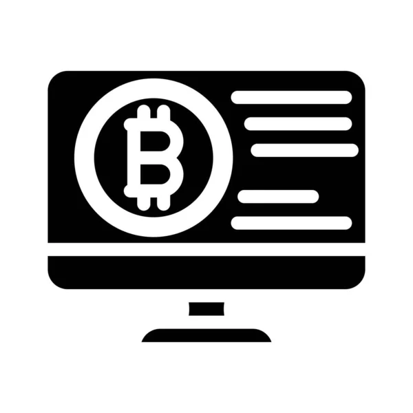 Bitcoin moneda electrónica glifo icono vector ilustración — Vector de stock