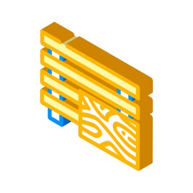 işlenmiş ahşap inşa materyali izometrik ikon vektör çizimi