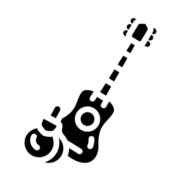 Gitar ve kastanetler glyph ikon vektör çizimi — Stok Vektör