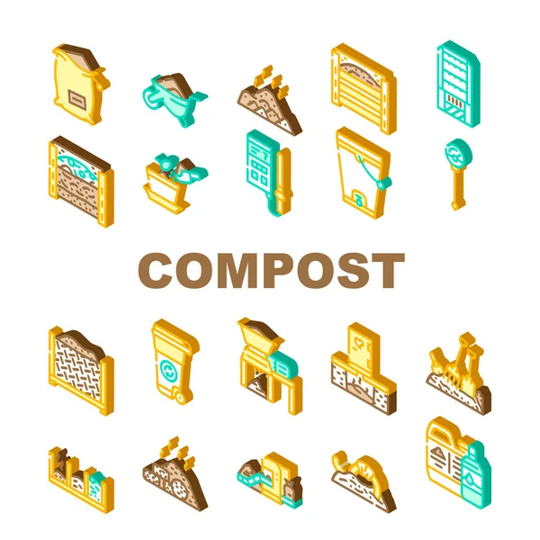 Colección de producción de compost Conjunto de iconos Vector — Vector de stock