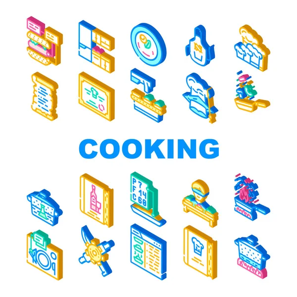 烹饪课程课程收集图标设定向量 — 图库矢量图片