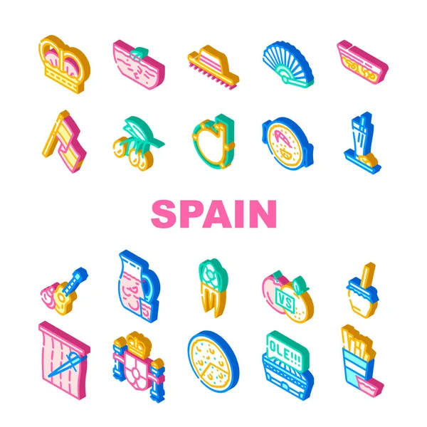 西班牙国家遗产收集图标集向量 — 图库矢量图片