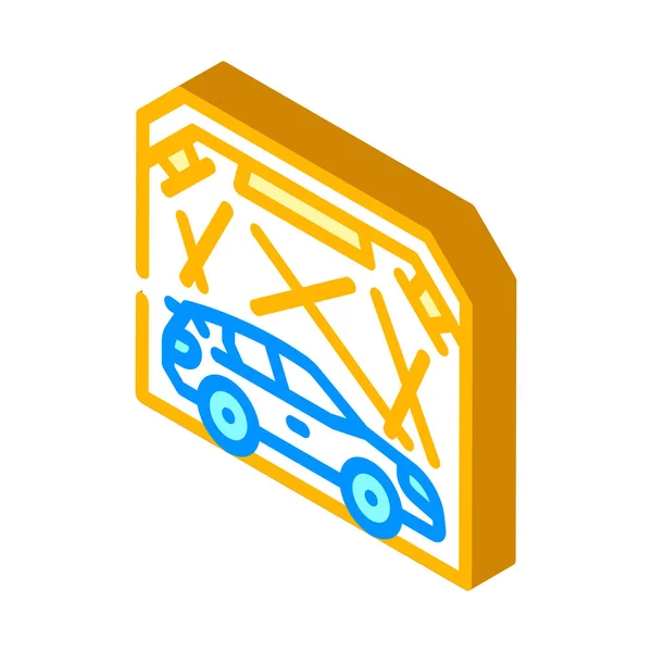 Caja de garaje para el pulido del coche icono isométrico ilustración vectorial — Vector de stock