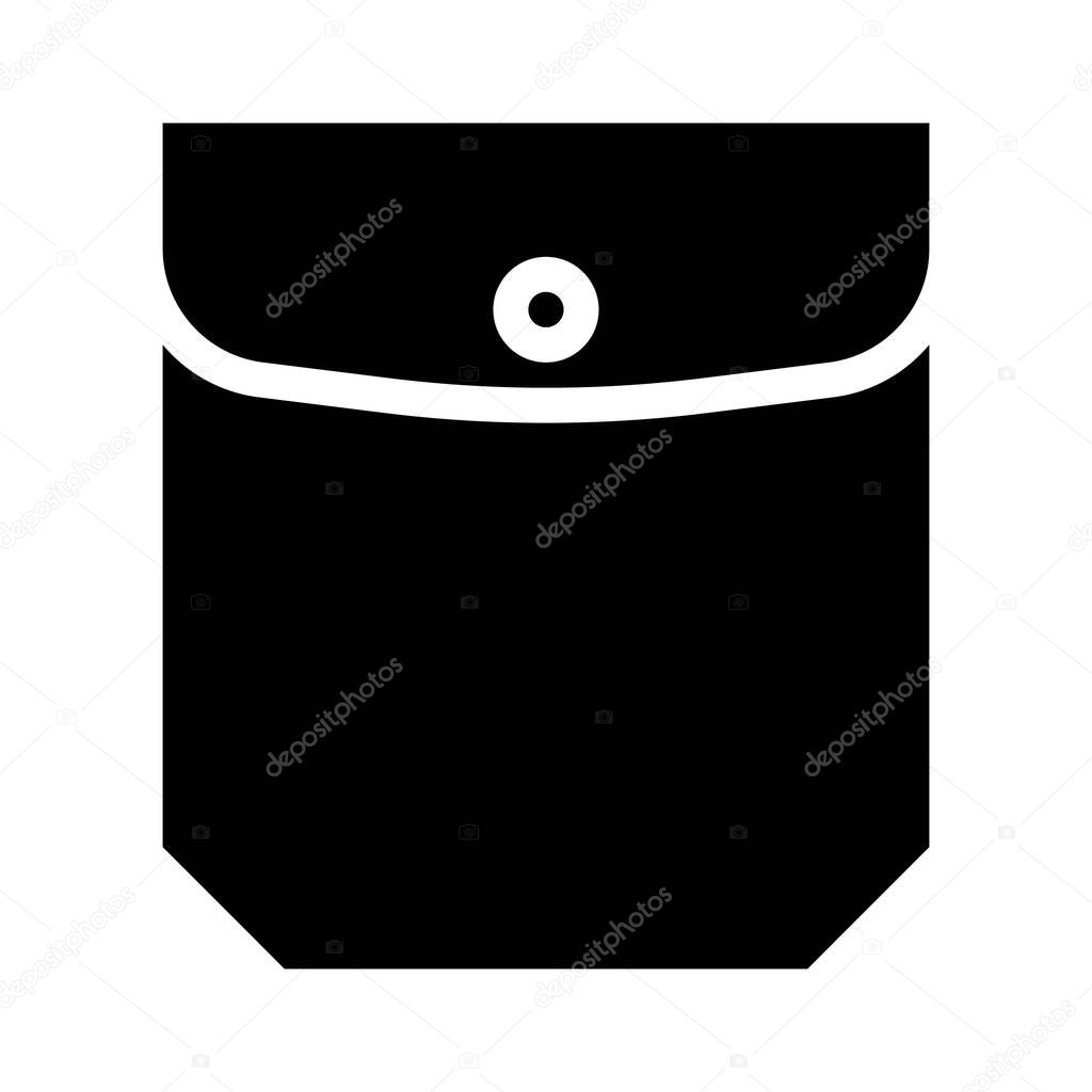 patch pocket with welt top and flap glyph icon vector illustration