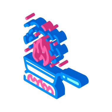 Yanmış gıda izometrik ikon vektör çizimi