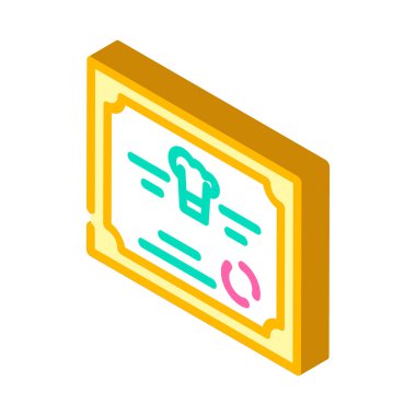 diploma pişirme kursları izometrik ikon vektör çizimi