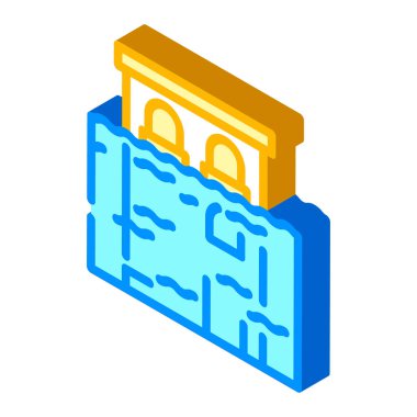 sel felaketi izometrik ikon vektör çizimi