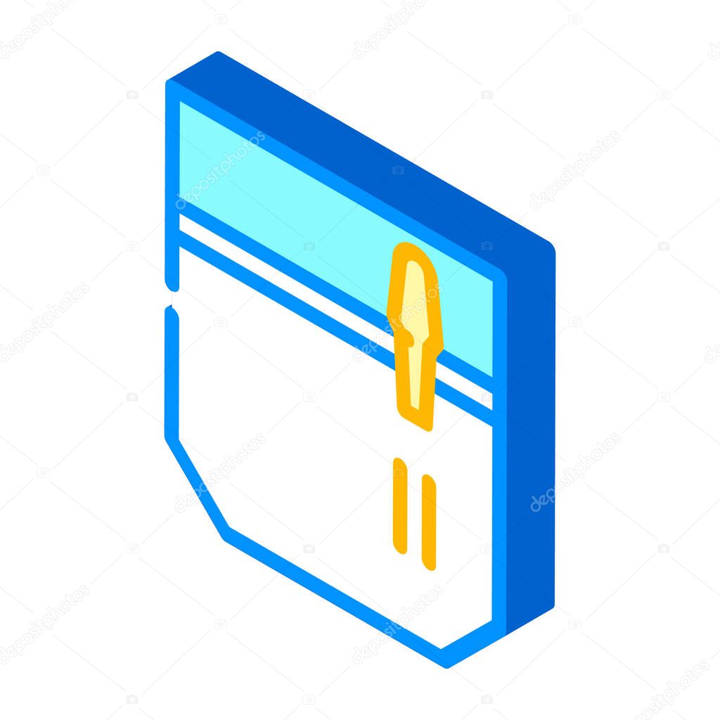 pencil and pen carrying pocket isometric icon vector illustration