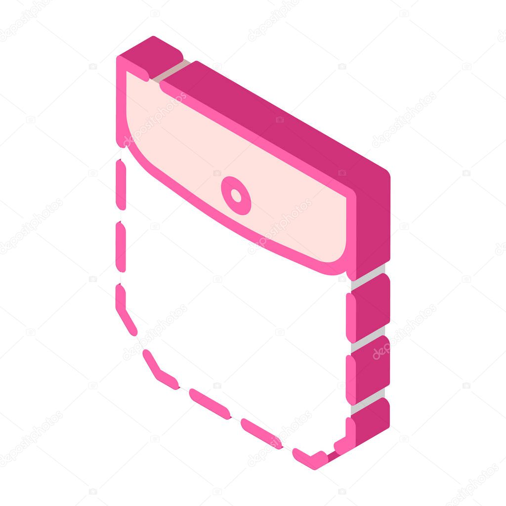 patch pocket with welt top and flap isometric icon vector illustration