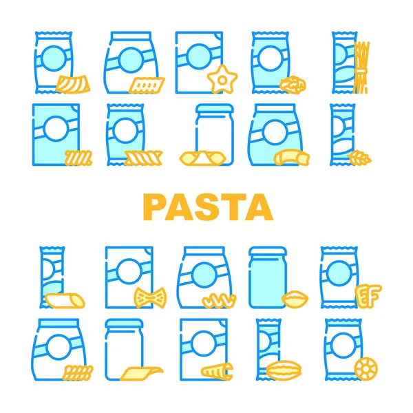 Pasta Food Package Συλλογή Εικόνες Ορισμός Διάνυσμα Gnocchetti Sardi Rigatoni — Διανυσματικό Αρχείο