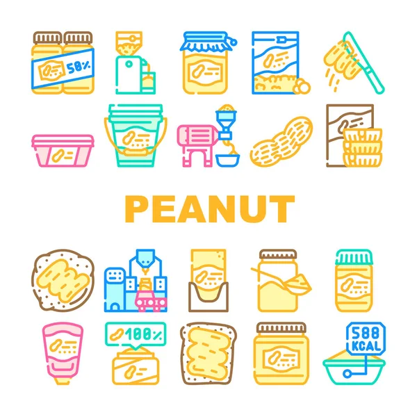 Peanut Butter Food Collection Εικόνες Σετ Διάνυσμα Φυστικοβούτυρο Στο Ψωμί — Διανυσματικό Αρχείο