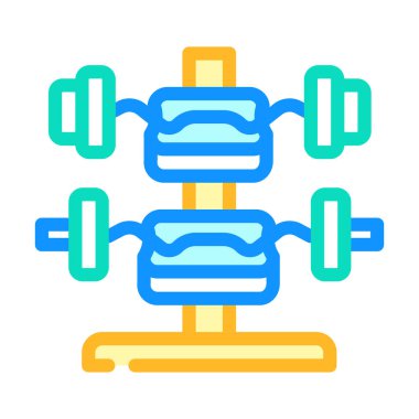 Halter jimnastik aletleri renk ikonu vektörü. Halter jimnastik aletleri tabelası. izole edilmiş sembol çizimi