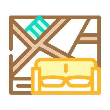 Eğri raflı duvar renk simgesi vektörü. Duvarda eğimli raf işareti var. izole edilmiş sembol çizimi