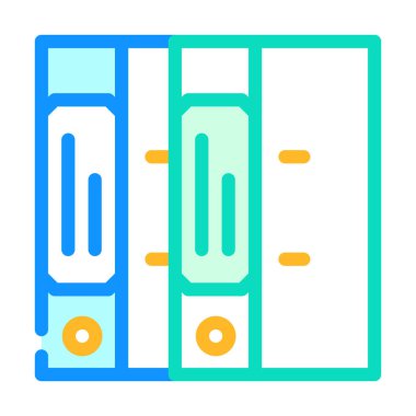 Belgelendirme kırtasiyesi renk simgesi vektörlü dizinler. Döküman kırtasiyesi işaretli klasörler. izole edilmiş sembol çizimi