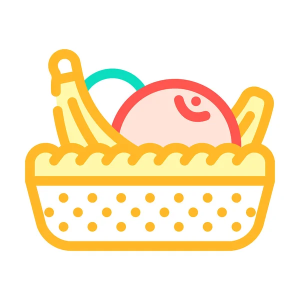 Fruit Basket Canteen Color Icon Vector Fruit Basket Canteen Sign — Stock Vector