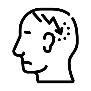 Yıldırım nörozu ya da baş ağrısı çizgisi ikon vektörü. Yıldırım nörozu ya da baş ağrısı belirtisi. izole edilmiş çizgi simgesi siyah illüstrasyon