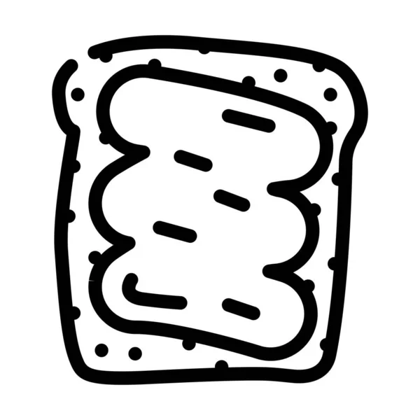 Brotstück Mit Erdnussbutter Linie Symbol Vektor Brotstück Mit Erdnussbutter Zeichen — Stockvektor