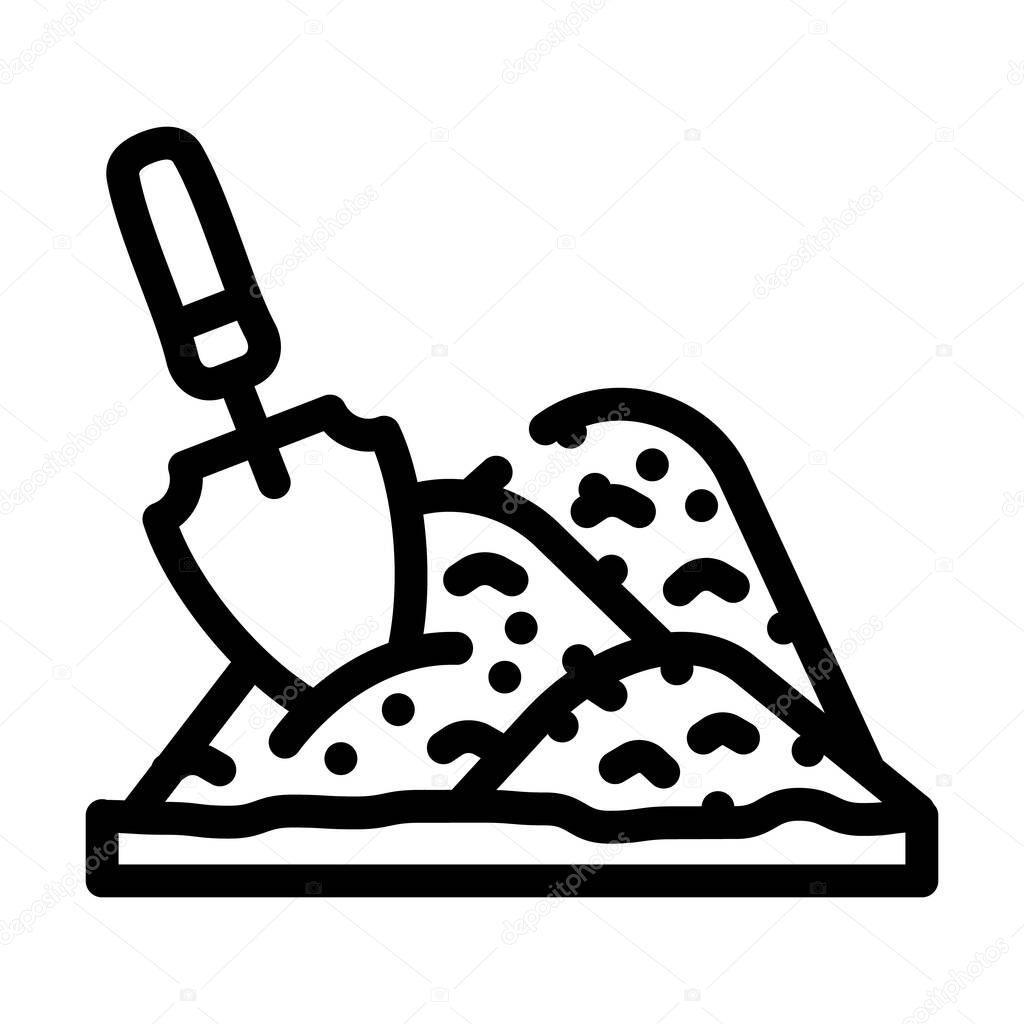 shovel in heap of peat line icon vector illustration