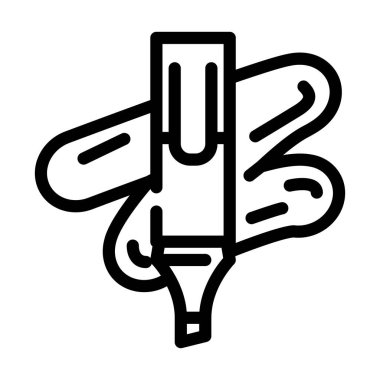 İşaretleyici kırtasiye satırı simgesi çizimi