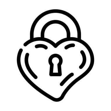 Kalp formu çizgisi ikon vektör illüstrasyonuna kilitlen