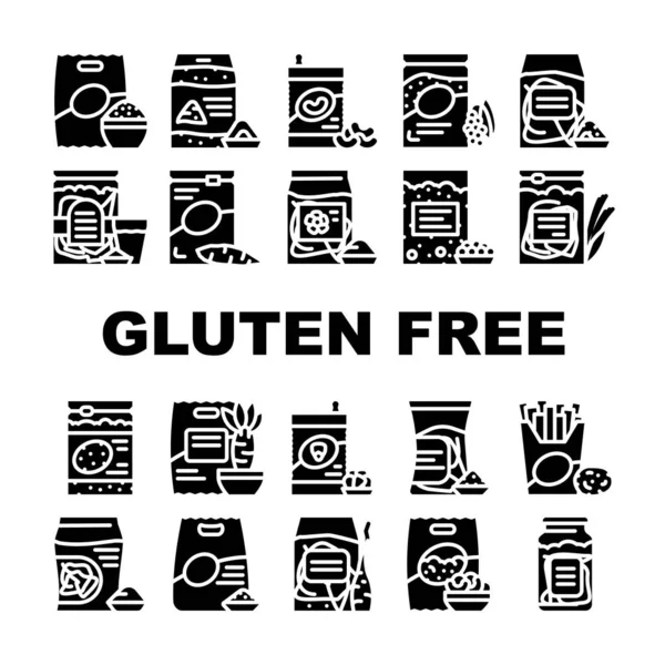 Glutenfreie Produkte Sammlung Symbole Set Vektor — Stockvektor
