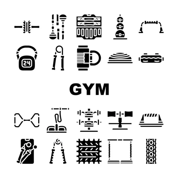 Inicio Gimnasio Equipo Colección Iconos Set Vector — Vector de stock