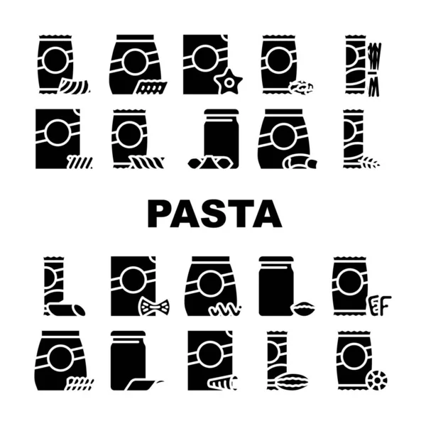 Pasta matpaket samling ikoner set vektor — Stock vektor