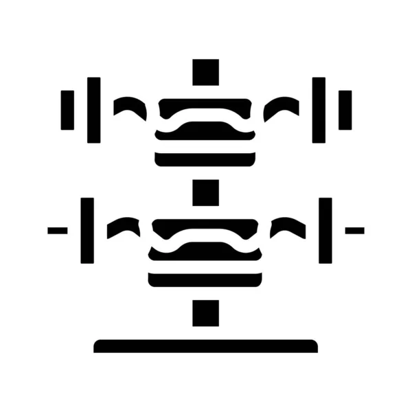W-barbell peralatan gym glyph ikon vektor ilustrasi - Stok Vektor