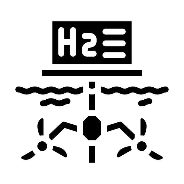 Estación de flotación para la producción de hidrógeno icono glifo vector ilustración — Vector de stock